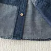 Camisa de Mezclilla Suave para Niños 2026 Primavera y Otoño Nuevo Estilo Top de Bloques de Color para Niños Pequeños Chaqueta Camisa de Bebé de Moda para Niñas