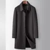Abrigo de hombre hecho a mano, otoño e invierno, con cuello alto, de longitud media, forro de plumón desmontable, adecuado para hombres de mediana edad, estilo business casual, cálido y hecho de lana de doble cara