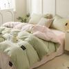 Estilo sin imprimir Algodón 100% Juego de Cuatro Piezas para Cama Lujo Sencillo y Accesible Algodón de Fibra Larga Algodón Puro Funda Nórdica Cama Sábanas de Cama Juego de Tres Piezas para Dormitorio 4