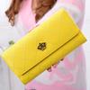 Cartera Yamanshi para mujer, larga, triple, estilo coreano, con hebilla y corona de diamantes.