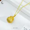 Colar com Pingente de Cabacinha Tridimensional Estilo Chinês Tradicional, Banhado a Ouro Cobre Escovado Fosco Vintage para Mulheres