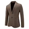 Chaqueta de Traje Casual de Negocios para Hombre Primavera Otoño Chaqueta de un Solo Botón Chaqueta de Traje Ligera de Poliéster con Solapa