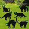 2026 Nuevo letrero de jardín de gato brillante para Halloween, letrero decorativo de jardín de gato brillante de terror para exteriores