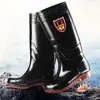 Botas de chuva masculinas de cano alto, duráveis com sola de borracha, comprimento até a panturrilha, forradas para aquecimento, adequadas para trabalho, canteiros de obras, pesca, lavagem de carros e uso geral