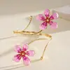 Pulsera de brazo metálica vintage europea y americana con goteo de aceite floral, pulsera transfronteriza dulce y elegante, joyería exagerada de nicho de alta gama