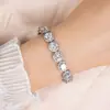 Diseño de Nicho Pulsera de Diamantes Verdes Pequeños de Alta Gama para Mujer Lujo Simple Accesible Chapado en Oro Blanco Joyería de Alta Gama Joyería de Mano