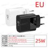 Cargador de teléfono móvil PD25W Cabezal de carga de un solo puerto Tipo-C Regulaciones europeas y americanas Venta al por mayor transfronteriza