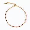 Nueva Pulsera de Acero Inoxidable con Cuentas de Colores para Mujer, Cadena de Cruz con Gota de Aceite, Cadena Enamel con Cuentas, Oro, DIY, Pulsera Creativa