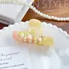 Grampo de Cabelo de Mármore Colorido Estética Francesa Flor de Três Pétalas Presilha de Acetato Fashion Simples Versátil Acessórios de Cabelo Atacado