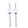 Pendientes de Mujer Rey de Ciervo Dorado Plata S925 Antiguo Elegante Cloisonné Peonía Fugui Borla Larga Calcedonia