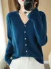 Comercio Exterior Transfronterizo Primavera Otoño Holgado Talla Grande Cuello en V Ropa Exterior Manga Larga Suéter Cárdigan Tejido Mujer Color Sólido Top Mujer Delgado