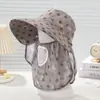 Sombrero de Protección Solar para Mujer, Sombrero de Sol con Cubre Rostro para Recoger Té, Estilo Coreano con Ala Ancha y Máscara, Chal, Sombrero de Sol para Ciclismo al Aire Libre