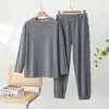 Otoño e Invierno Nuevo Terciopelo Grueso Juegos Asiáticos Raya Cálido Ropa de Casa Traje Holgado Casual Sencillo Traje de Pijama para Mujer