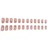 Item de venda quente do comércio exterior 24 peças nail art outono e inverno rosa pasta de feijão florzinha delicada retrô versátil unhas quadradas médias-longas usáveis atacado