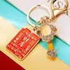 Chaveiro de Carro Sinal de Dinheiro da Sorte Pingente para Bolsa Feminina Argola de Chaveiro de Metal com Strass Pequeno Presente Atacado