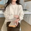 Suéter de Tricô com Borda Enrolada Estilo Coreano para Outono e Inverno para Mulheres, Macio e Solto, Roupa Interna Quente, Top Base Estilo Preguiçoso