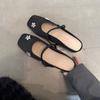 Medias Zapatillas de Verano para Mujer con Puntera de Flor de Pedrería Ropa de Exterior 2025 Nuevo Estilo Francés Hermosos Zapatos Mary Jane de Media Copa para Mujer
