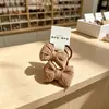 Lazo para el pelo de tela a cuadros color beige dulce estilo coreano para niñas, diadema doble infantil con estampado de lunares florales