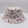 Chapéu de Pescador Casual Europeu e Americano com Estampa de Frutas para Viagem ao Ar Livre, Chapéu Bucket Moderno, Chapéu de Sol Europeu e Americano com Proteção Solar