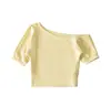 Conjunto de Top Slim Fit + Calça Flare Fina Estilo Hot Girl, Camiseta de Manga Curta com Um Ombro Só para Mulheres, Novo Estilo Americano Verão 2026
