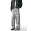Pantalones rectos fluidos, pantalones deportivos de moda para hombre, pantalones casuales lavados de estilo americano resistentes para primavera y otoño, simples, elegantes, holgados, retro