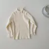 Ropa de punto básica para niñas, estilo nuevo para primavera y otoño, ropa de punto para bebé, cuello con volantes elegante, cuello medio-alto, estilo coreano, top interior para niños