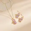 Venta al por mayor transfronteriza Elegante, de alta gama y exquisito collar, Diseño de nicho chapado en oro, Conjunto de cadena para la clavícula y pendientes que no se decoloran