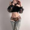 Ropa interior estampada nueva para mujer, tirantes finos con lazo modernos y sexys, ropa interior de tela de natación de talle alto cómoda y transpirable para mujer