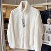 Chaqueta Larga de Vellón de Terciopelo con Cierre Chaqueta de Manga Larga Otoño e Invierno Nuevo Estilo Cuello Cárdigan con Cierre de Felpa 470137