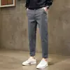 Pantalones Casuales Marrones de Hong Kong para Hombre, Nuevo Estilo Primavera y Otoño, Pantalones Rectos de Corte Delgado de Nueve Puntos, Pantalones de Traje