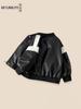 Chaqueta de Cuero Estilo Coreano para Niños 2026 Primavera Nueva Chaqueta Genial para Niños Top de Retazos para Bebé Chaqueta de Cuero PU