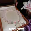 Colar Estrela de Cristal Rosa Natural de Madagascar, Conjunto de Pulseira de Urso Flor de Pessegueiro Doce, Estilo Nicho de Luxo Leve
