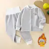 Conjunto de ropa interior de otoño e invierno para bebés y niños pequeños, conjunto para proteger la barriga y abrigar al bebé, ropa cálida con forro polar para primavera y otoño para bebés y niños pequeños