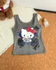Chaleco Lindo con Estampado de Gatito de Dibujos Animados para Mujer, Estilo Puro Deseo, Adelgazante, Ceñidor de Cintura, Top Corto sin Mangas, Jersey Camisola