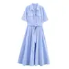 Comercio Exterior Verano 2025 Nuevo Estilo Europeo y Americano Moda Femenina Casual Camisa Vestido de Popelina Manga Corta 2640596