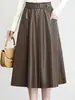 Falda de Cuero con Hebilla Vintage para Mujer, Otoño 2026 Nueva Falda de Cintura Alta Ajustada al Cuerpo que Resalta las Caderas, Falda Lápiz de Longitud Media Adelgazante