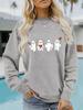 Suéter sudadera con estampado de fantasmas de dibujos animados de cuello redondo de manga larga informal para mujer de otoño e invierno transfronterizo de Europa y Estados Unidos al por mayor