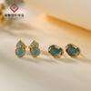 Pendientes de Plata de Ley S925 con Jade Azul Natural Ruyi Xiangyun Calabaza para Mujer, Nuevo Estilo Chino Joyería Elegante de Gama Alta Hy