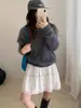 Hongmi Apparel/Suéter de Tricô 100% Lã Estilo Coreano Gola Polo Manga Longa Cor Sólida para Mulheres, Caimento Solto para Outono e Inverno