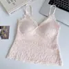 Roupa íntima de outono escovada estilo coreano, camisola sexy de renda com bojo, design sem costas, lingerie, top modelador