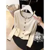 Cardigan de Tricô com Design Liso Estilo Coreano Elegante 2026 Lançamento Primavera Nova Peça Stylish Fina de Manga Longa para Mulheres