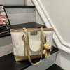 Bolsa Tote de Ombro Estilo Europeu e Americano com Padrão de Diamante Tecido Bloqueio de Cor Nova Moda Coreana Grande Capacidade Verão 2026 Estética para o Dia a Dia