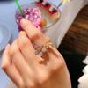 Nuevo Sentido Diseño Nicho Cortador de Rosas Color Doble Apertura de Flor Color Amarillo Diamante Zircón Anillo Venta al por Mayor