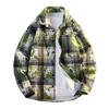 2025 Nova Camisa Masculina de Inverno Tie-Dye Xadrez Forrada com Fleece de Manga Longa Estilo Japonês Tamanho Grande Moda Casual