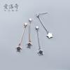 Aretes de Plata S925 Aerochi para Mujer, Estilo Coreano, Modernos y Elegantes, Estrella de Cinco Puntas de Resina, Aretes Simples con Incrustaciones de Diamantes G4005