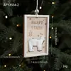 Novo pingente de placa de madeira com estampa quadrada de pelúcia vazada, ornamento de pendurar para decoração de árvore de Natal, arranjo de cena de rena