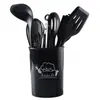 Balde de armazenamento vermelho utensílios de cozinha de silicone conjunto de 10 peças doméstico resistente a altas temperaturas frigideira antiaderente sem enrolamento utensílios de cozinha