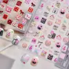 Año del Caballo Festival de Primavera Pegatinas para Uñas Repujadas Lindas de Dibujos Animados Pony Rojo Cisne Parche a Cuadros Pegatinas Nuevas para Uñas de Año Nuevo