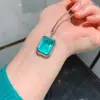 Moda Europea y Americana 2023 Colgante Rectangular de Paraíba Simulada Pendientes Anillo Moda para Mujer