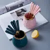 Tenedores de Fruta de Lujo Ligero Cuidadosamente Seleccionados, Frascos de Cerámica para Almacenamiento, Vajilla de Acero Inoxidable para el Hogar, Juegos de Brochetas para Frutas, Tenedores de Postre al por Mayor
